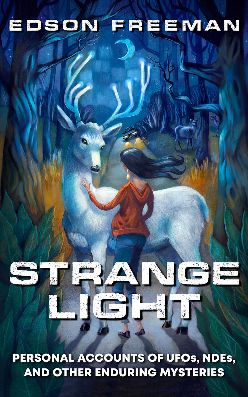 Cover artwork by Tim Lee Cover of Strange Light – book of true UFO, near‑death, and paranormal stories